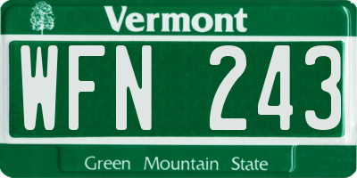 VT license plate WFN243
