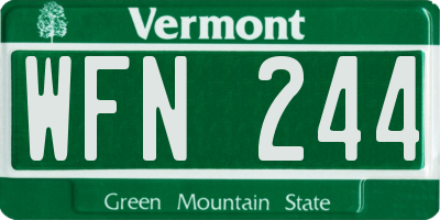 VT license plate WFN244