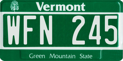 VT license plate WFN245