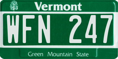 VT license plate WFN247