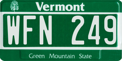 VT license plate WFN249
