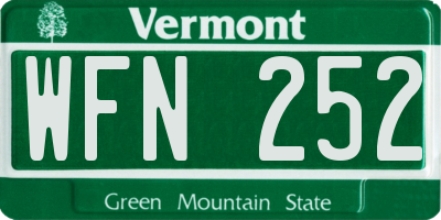 VT license plate WFN252