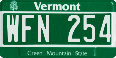 VT license plate WFN254