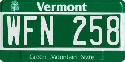 VT license plate WFN258