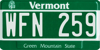 VT license plate WFN259