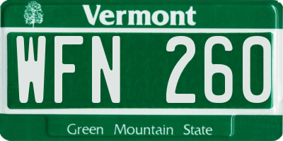VT license plate WFN260