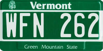 VT license plate WFN262