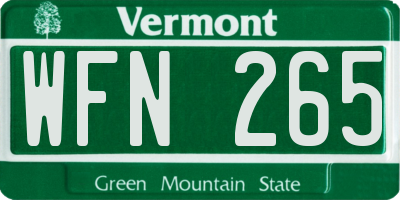 VT license plate WFN265