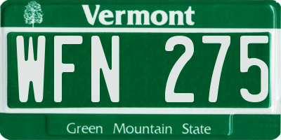 VT license plate WFN275