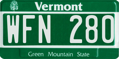 VT license plate WFN280