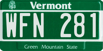 VT license plate WFN281