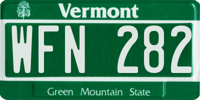 VT license plate WFN282