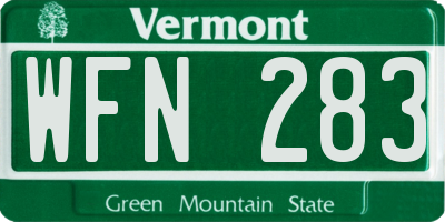 VT license plate WFN283