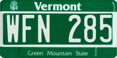 VT license plate WFN285