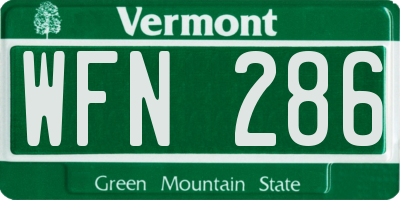 VT license plate WFN286