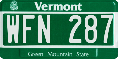 VT license plate WFN287