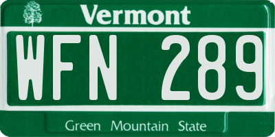 VT license plate WFN289