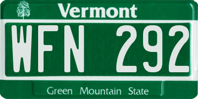 VT license plate WFN292