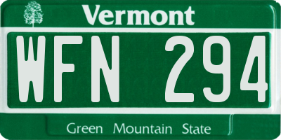 VT license plate WFN294