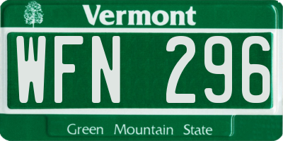 VT license plate WFN296