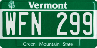 VT license plate WFN299