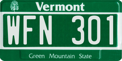 VT license plate WFN301