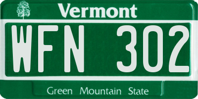 VT license plate WFN302