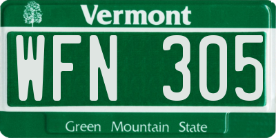 VT license plate WFN305