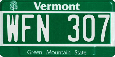VT license plate WFN307