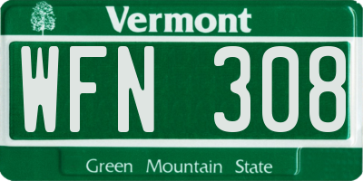 VT license plate WFN308