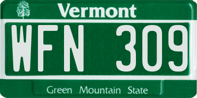 VT license plate WFN309
