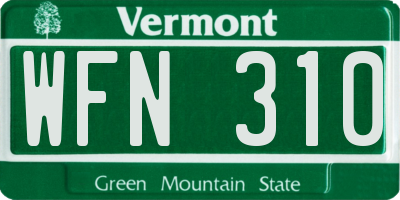 VT license plate WFN310