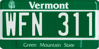 VT license plate WFN311