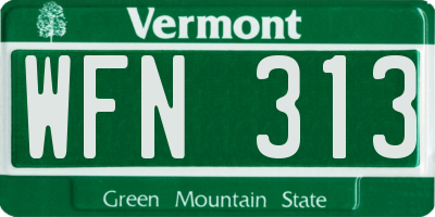 VT license plate WFN313