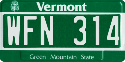 VT license plate WFN314
