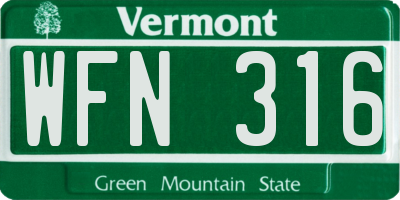 VT license plate WFN316