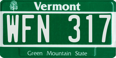 VT license plate WFN317