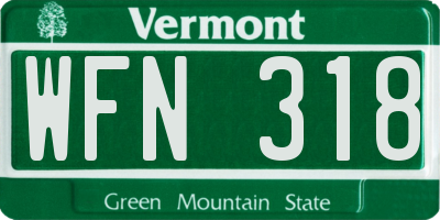 VT license plate WFN318