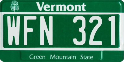 VT license plate WFN321