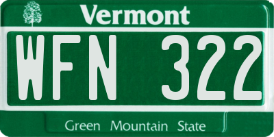 VT license plate WFN322