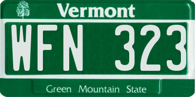 VT license plate WFN323