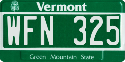 VT license plate WFN325