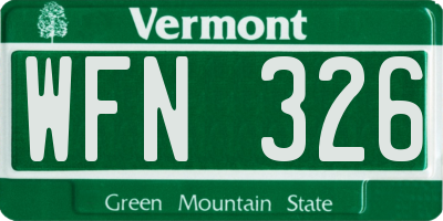 VT license plate WFN326