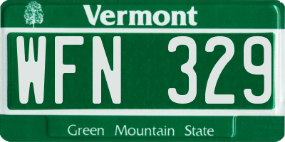 VT license plate WFN329