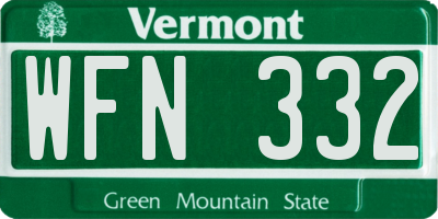 VT license plate WFN332