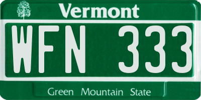 VT license plate WFN333