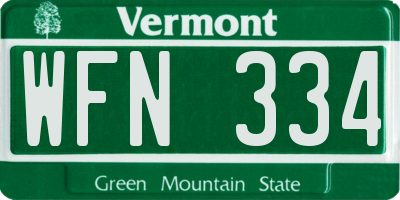 VT license plate WFN334