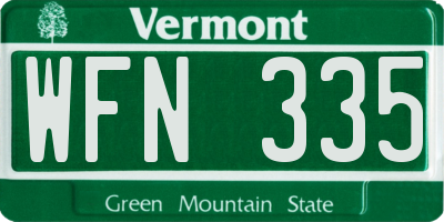 VT license plate WFN335