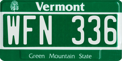VT license plate WFN336