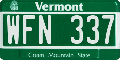 VT license plate WFN337